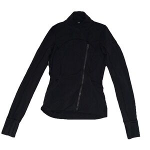 Lululemon Precision Jacket  Women's 4 Black Asymmetrical Zipper Buick Logo